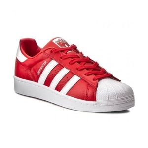 red adidas superstar trainers